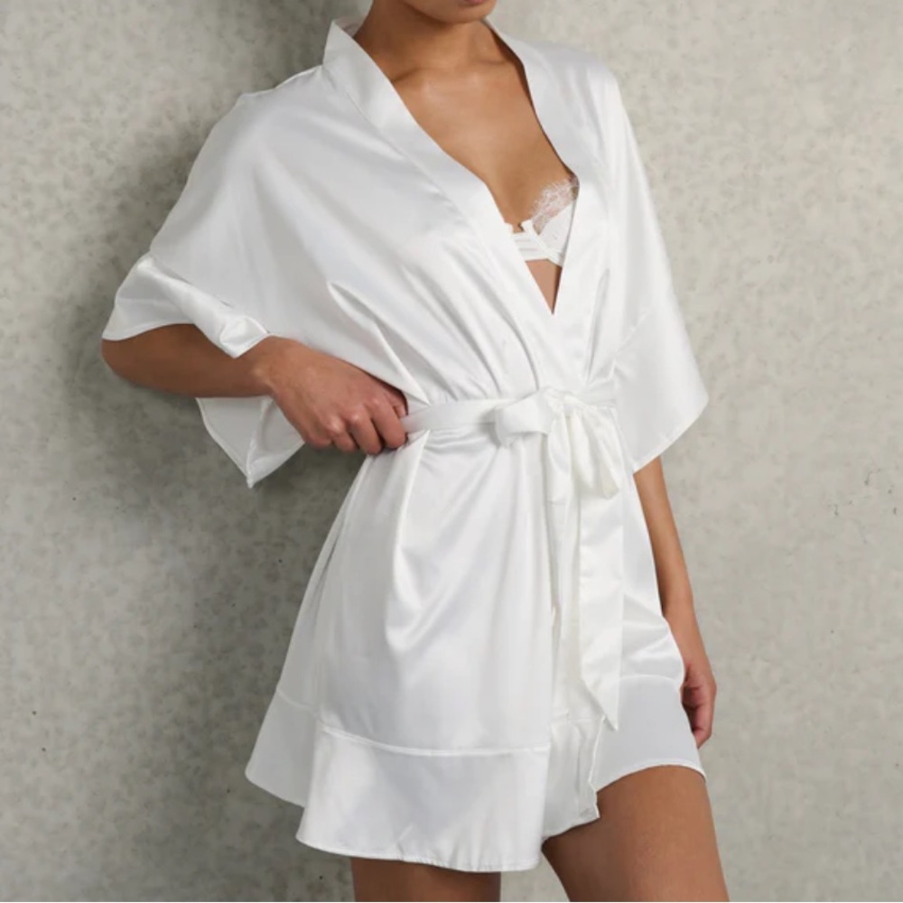 Luxurious White Satin Women's Robe